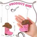 Teenyyou 12 Pcs Cowboy Boots Table Number Holders Wooden Photo Balloon Place Card Holders Cute Cowboy Picture Number Sign Stands for Western Party Birthday Wedding Party Event(Pink)