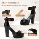 IDIFU IN5 Sabrina Black Heels Platform Block Chunky High Ankle Strap Heeled Sandals Sexy Wedding Party Dress Shoes for Women Open Toe Heels (Black Pu, 9)