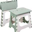 2-Pack Plastic Folding Stool, Portable and Hanging. Non Slip Folding Stools,12inches,30cm(Light Green)