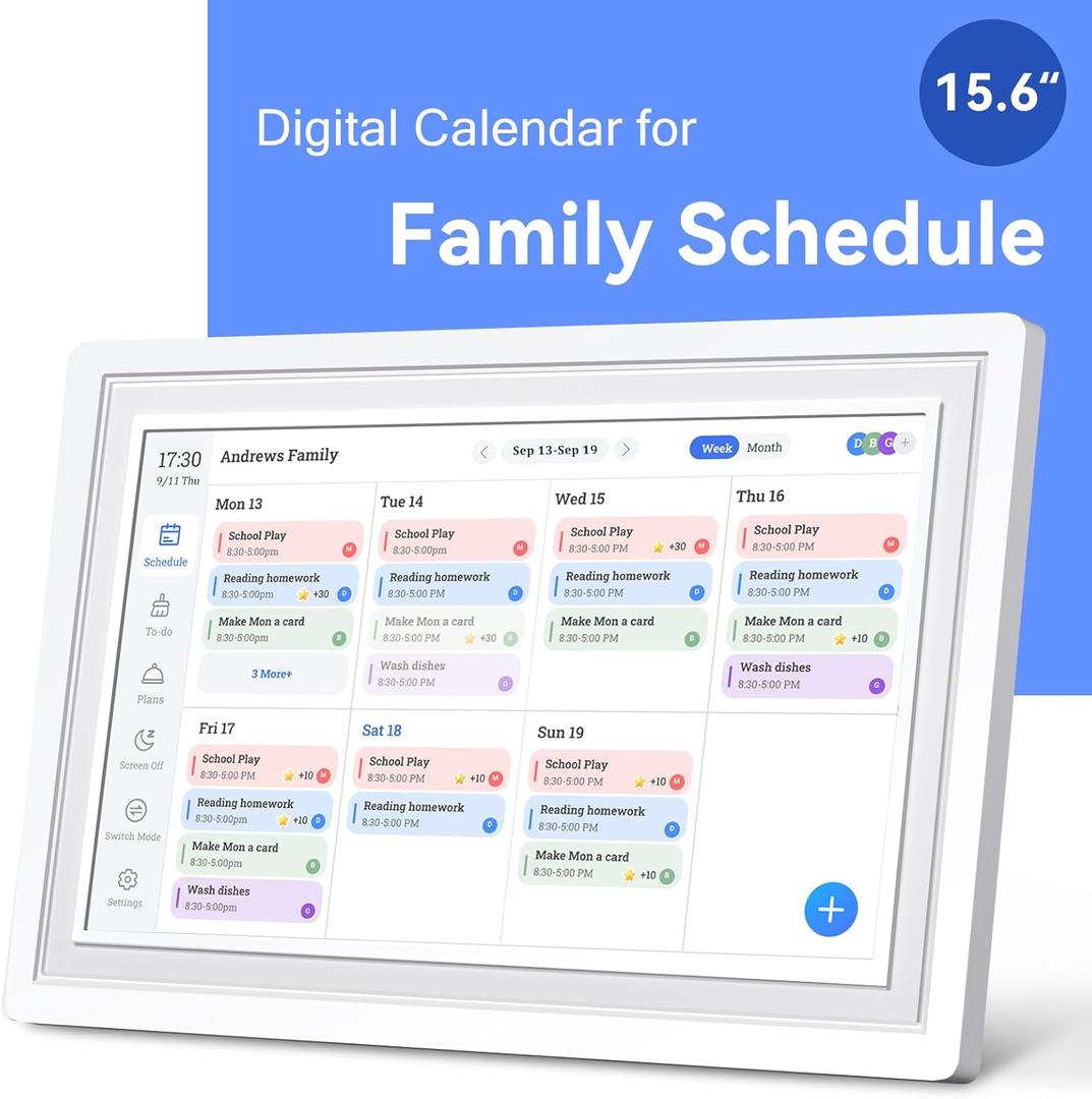 15.6" Larger Smart Digital Calendar Chore Chart, Full HD Wall Planner for Family Schedules, Smart Family Planner, Hearth Display Digital Calendar Wall & Desk Mountable for Seamless Scheduling 15.6" Larger Smart Digital Calendar Chore Chart, Full HD Wall Planner for Family Schedules, Smart Family Planner, Hearth Display Digital Calendar Wall & Desk Mountable for Seamless Scheduling