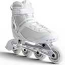Inline Skates PRO for Adult Women - ABEC-9 Bearing with Breathable Lining for Male Female, Optional Brake, Size W 6-9, Black, US Women 8