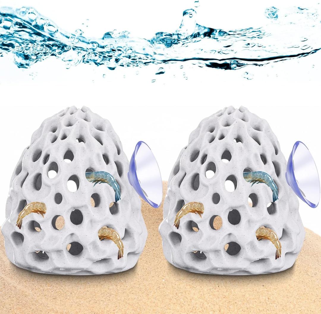2 Pcs Shrimp Dome Hide Shrimp Hides for Aquarium White Betta Fish Hideout with Suction Cup Fish Tank Ornament Accessorie Decor for Shrimps Guppy Hiding Resting(3.15''h x 2.76'' W)