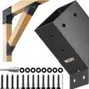 4pack 45 Degree Angle Support Bracket, for 4x4 (Actual 3.5''x3.5'') Pergolas, Gazebo, Deck Porch, Cabin Elevated Wood Support Bracket Support kit (Frosted-Black)