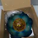 Huaxu Solar Light Outdoor Garden Decor Blue Metal Crackle Globe Glass Waterproof LED Lotus Flower Table Lamp Decorations for Patio Yard Porch Pathway Ground