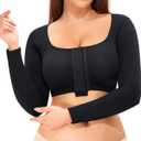 Nebility Arm Compression Sleeve Women Arm Shaper Post Surgery Post Surgery Front Closure Bra (Large, Black)