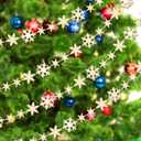 Boao Snowflake Garland for Christmas Tree Ornaments Winter Plastic Snowflake Hanging Ornaments for Christmas Tree Decorations Baby Shower Party Supplies Wedding(10 Meters,Champagne Gold)