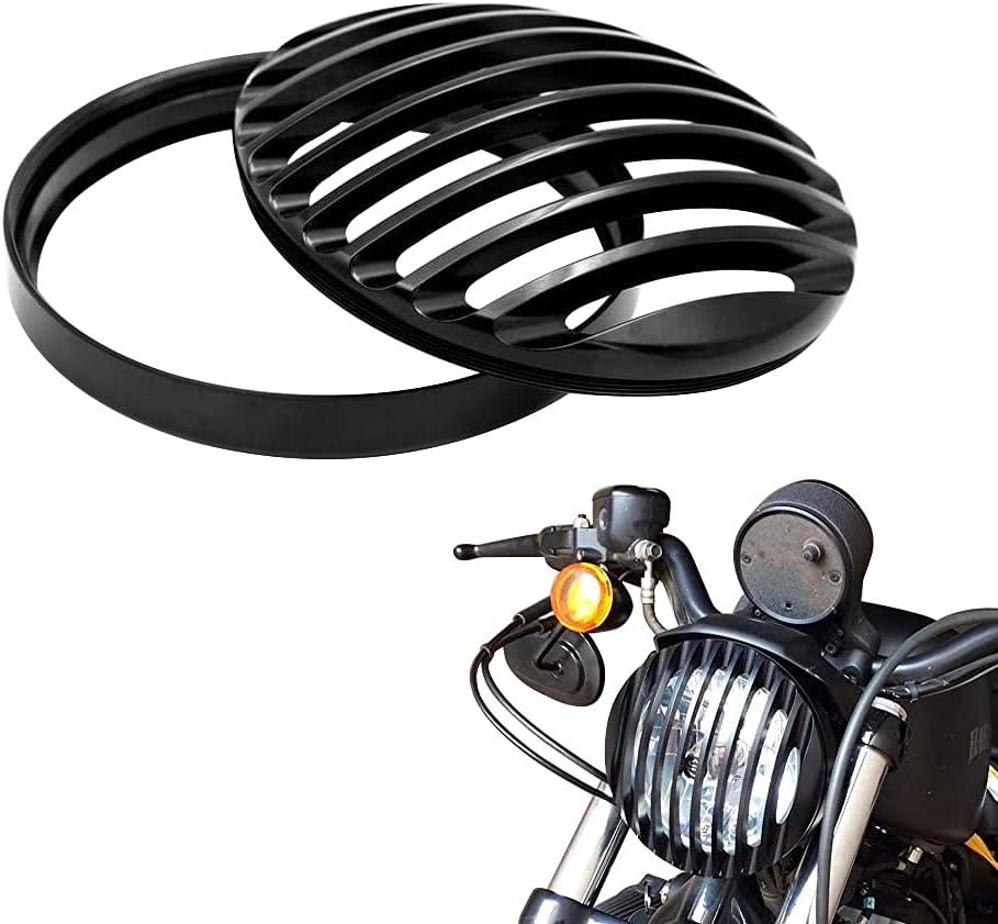 Alpha Rider Black Aluminum Headlight Grill Cover 5 3/4 Inch for Sportster Roadster XL1200R XL883 883 Custom XL883C/XL1200C Low XL883L/XL1200L Iron 883 XL883N