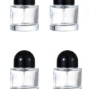 4 Pcs Round Glass Perfume Atomizer,30ml Empty Refillable Perfume Spray Bottle for Men and Women,Portable Fragrance Fine Mist Spray Bottle Dispenser for Travel (Black)