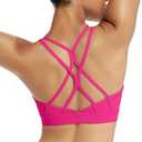 RUNNING GIRL Sports Bras for Women,Strappy Crisscross Back Padded Low Impact Running Sports Bra with Removable Cups (Small, Hot Pink)