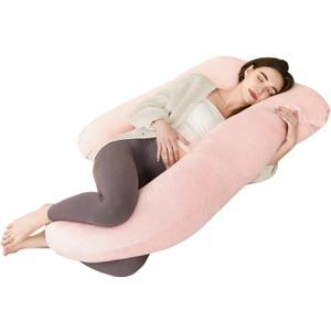 Maternity Pillow for Pregnant Women,57 Inch G-Shape Pregnancy Pillows for Side Sleeping,Relieves Back Pain, Leg & Belly Support, Comfort for Sleeping - Removable Velvet Cover (Pink)