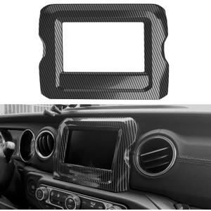 GPS Navigation Screen Panel Frame Cover Trim Compatible for Wrangler JL JLU & Gladiator JT 2018-2022, Interior Accessories Decoration Frame, 1PC, Carbon Fiber