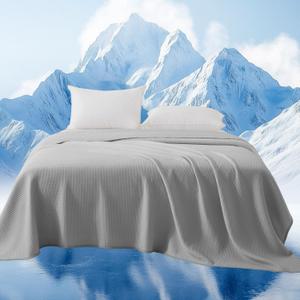 Waffle Cooling Blanket for Hot Sleepers, Twin XL Size Soft Bed Weighted Blankets, All Season Cooling Comforter for Couch Bed Chair (Light Grey, 72" x 92")
