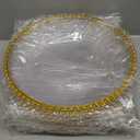 12 Pack Clear Charger Plates with Gold Beaded Rim, 13 Inch Plastic Charger Plates Bulk for Wedding, Elegant Dinner Party & Event Decor, Heavy Duty Reusable Clear and Gold Chargers for Dinner Plates