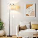 Ambimall 60" Floor Lamp for Living Room with 3 Color Temperatures, Adjustable Grey Shade with Black Pole, Tall Lamp for Bedroom Office Classroom Dorm Room, 9W Bulb Included, Grey & Black, 60 inches