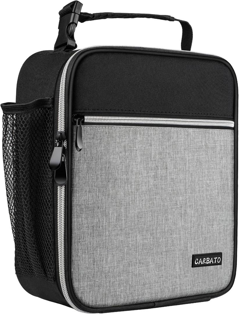 Lunch Bag, Durable Insulated Lunch Box Reusable Adults Tote Bag Lunch Box Durable Reusable for Adults (Black-Light Gray)
