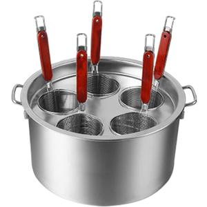 Stainless Steel Pasta Cooker Insert Set, Commercial Stock Pot with Pasta Pot and Insert Strainer Steamer Basket for Home Kitchen Restaurant Cookware, 4 Holes