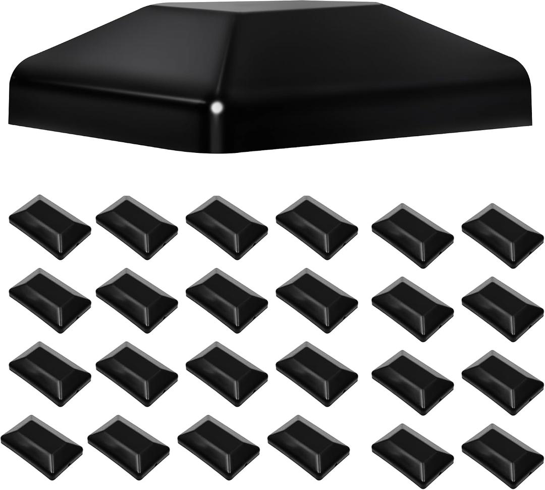 TonGass (24-Pack, Black) 4"x6" (3 5/8x5 5/8") Wood Fence Post Caps - Wooden Fence Cover Deck Post Cap, Durable Plastic Water-Proof and UV-Proof, Protect Wooden Poles from Cracking and Rotting