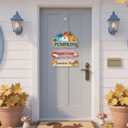 Aurlan Pumpkin Fall Wooden Sign,Autumn Time Decor,Rustic Autumn Wall Plaque,Colorful Pumpkin Wall Hanging,Apple Crisp Maple Leaf Door Hanger,Fall Thanksgiving Wooden Door Decor for Yard Home Room Porch