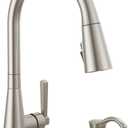 Delta Boyd Brushed Nickel Kitchen Faucet with Pull Down Sprayer and Soap Dispenser, Modern Single Hole Kitchen Sink Faucet, Single Handle, SpotShield Stainless 19893Z-SPSD-DST
