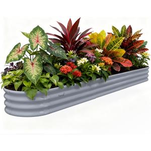 Galvanized Raised Garden Bed, 12x2x1ft Oval Metal Planter Box | Easy Tool-Free Assembly, Beginner & Senior Friendly, 12" Tall Large Outdoor Gardening Beds for Vegetables, Flowers, Herb Gray
