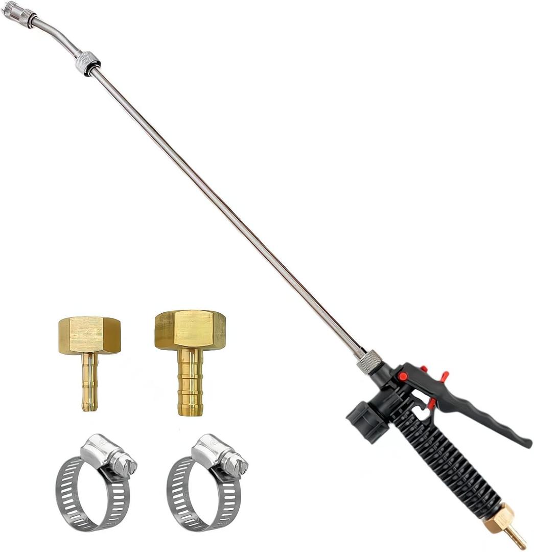Pump Sprayer Wand,Adjustable Universal Sprayer Wand with 3/8" Brass Barb, Stainless Steel Replacement Sprayer Wand with Shut off Valve (1/4" & 3/8" Barbs Sprayer Wand)