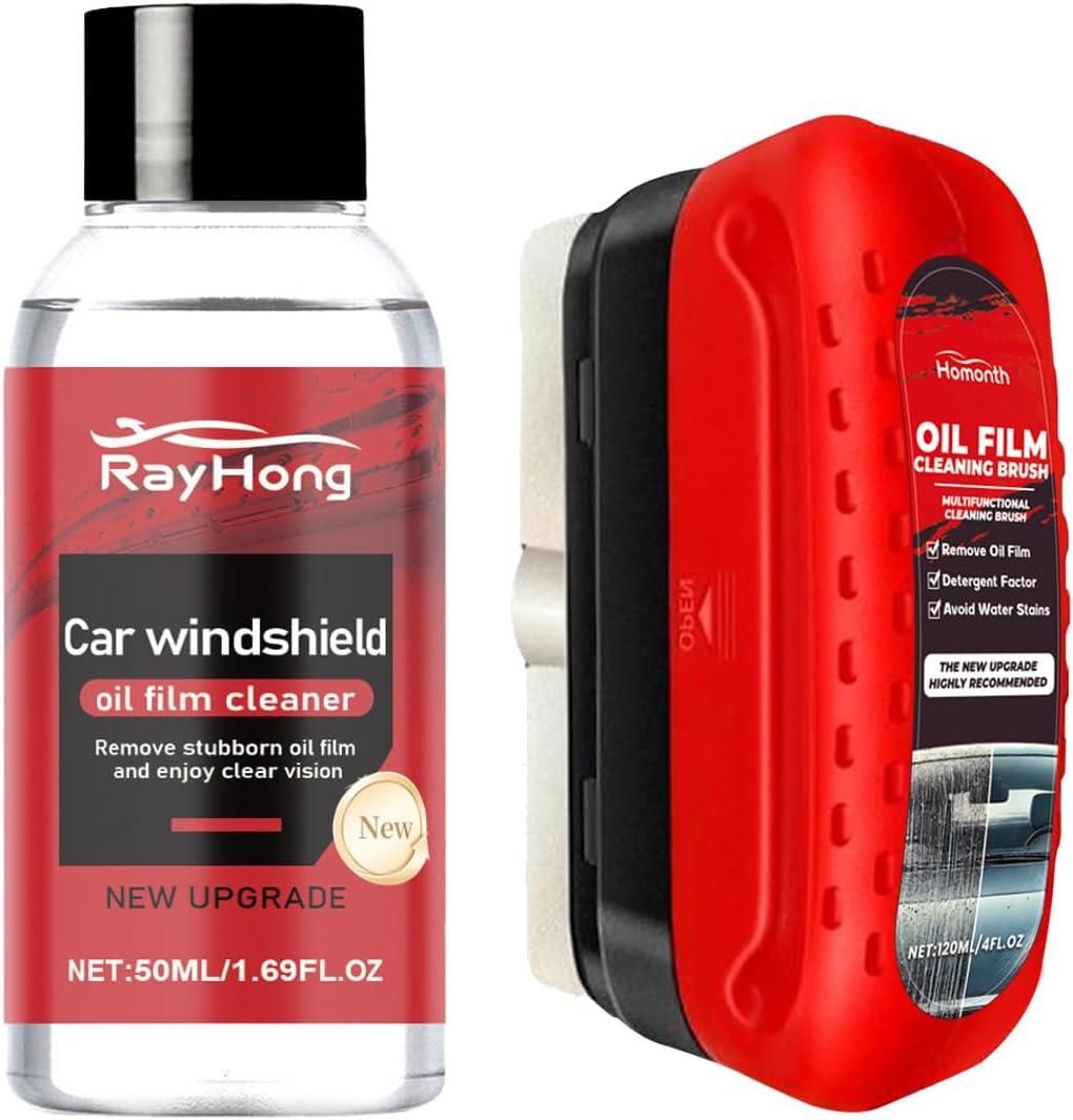 Car Oil Film Cleaner & Windshield Rain Fog Repellent - Glass Cleaning Brush with Anti-Fog Coating, Improves Clarity and Visibility for Auto Windshield, Windows, Mirrors (1pc) (5 Ounce (Pack of 1))