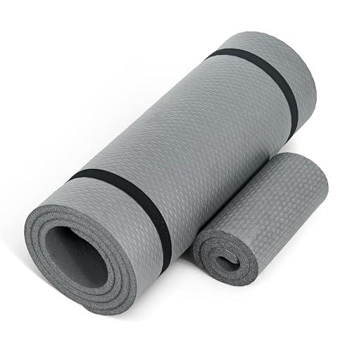 CAP Barbell High Density Exercise Yoga Mat with strap and Knee Pad 71"x24"x1/2" GRAY