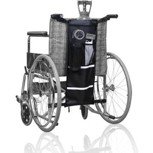SWISSELITE Oxygen Cylinder Bag,Wheelchair Oxygen Tank Holder with Buckles,Oxygen Tank Carrier Holder for Wheelchair Walker with Mesh Storage Pocket Fits Most Portable Oxygen Tanks