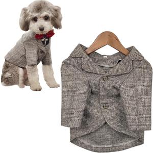 Dog Clothes Pet Plaid Suit Dog Tuxedo Costumes, Formal Gentleman Apparel Vest, Wedding Party Birthday Wear French Bulldog Pug Teddy Terrier (XL, Brown Coat)