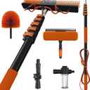 30Ft Reach Solar Panel Cleaning Brush Kit with 5-24ft Telescoping Pole, Water Fed Window Cleaner Tool with 20" Brush, Soap Dispenser, Cobweb Duster, Squeegee for Roof, RV, Gutter, Boat, Deck