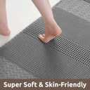 AMOAMI Waffle Bath-Mat, Super Absorbent Bath Mats for Bathroom, Boho Bathroom Rugs Non Slip Washable, Ultra Soft Bathroom-Mat with Tassels Bath Rugs for Floor Mat, 20" X 32" Grey