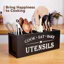 WDT Tool Utensil holder for Kitchen Counter Large Round Utensils Holder with Wooden Base Matte Black Cooking Utensil HolderKitchen countertop Utensil Organize (Black-4 Compartments)