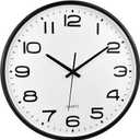 Plumeet 16'' Extra Large Wall Clock, Battery Operated Wall Clocks Silent Non-Ticking Quartz, Modern Style Suitable for Bedroom Living Room Office Decor - 3D Numbers Display, Black (White)