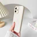 NITITOP Compatible with iPhone 16 Plus Case Cute Stylish Line Stripe Pattern Design for Women Girls Soft TPU Shockproof Full Camera Protective Phone Cover - White