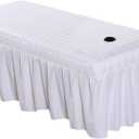 1pcs Solid Beauty Salon Bedskirt ONLY for Salon Massage Table Bed Sheet Bedspread SPA Beauty Bed Sheet Full Cover with Hole, 74.8x31.4inch (White)