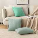 MIULEE Pack of 2 Corduroy Pillow Covers Super Soft Throw Pillow Covers Striped Pillowcases for Sofa Bedroom Couch 20 x 20 Inch Greyish Green
