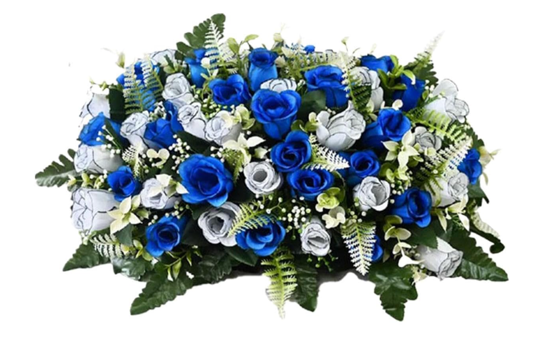 Cemetery Flowers | Realistic, Waterproof Artificial Rose | Faux Memorial and Gravesite Decor Flowers | For Headstones, Graves, Funeral Wreaths, Caskets, Gardens, Backyards, and Patios