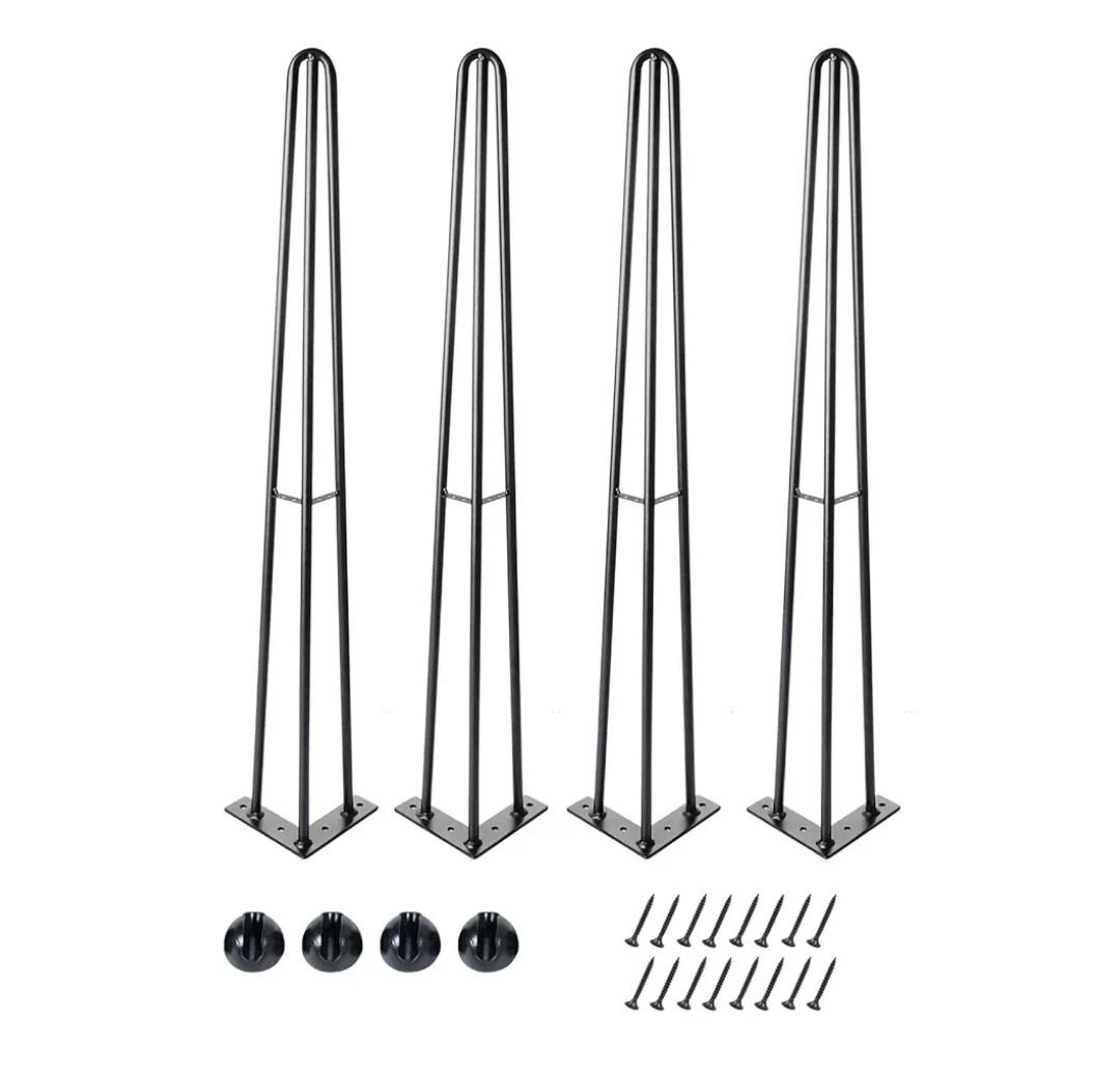 28 Inch Hairpin Table Legs for Furniture Set of 4, Sturdy Cast Iron Modern Metal Desk Legs, 1300lbs Load Capacity for Coffee Table, Dresser Legs, Bar Height (28in)