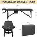 KCC Memory Foam Massage Table Premium Portable Foldable Massage Bed Height Adjustable, 84 Inches Long 28 Inchs Wide Home Salon Spa Bed Tattoo Table with Accessories &Carrying Case, Easy Set Up, Black Wooden Leg