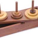 Ajuny Wooden Puzzle Board Games Hanoi Tower (9 Rings) with Storage Box for Brain Teasers Logic Games Kids and Adults Handmade Challenges Mastermind Educational Fun Learning Tower Puzzles