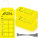 Sabary 200 Pack Fire Extinguisher Tags Monthly Inspection PVC-Plastic Maintenance Record Tags with Wires Yellow Labels for Fire Safety Inspections Ladder Indoor Outdoor Use 3.14" x 6.7"