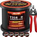Black Stainless Steel Cable for Railing - 500FT 1/8" T316 Wire Rope for Deck Cable Railing System Kit