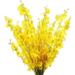 Yellow Artificial Flowers Orchids Silk Fake Flowers in Bulk, 12 Pcs (Each 38.5), For Wedding Festive Party Home Office Decoration, No Include Vase
