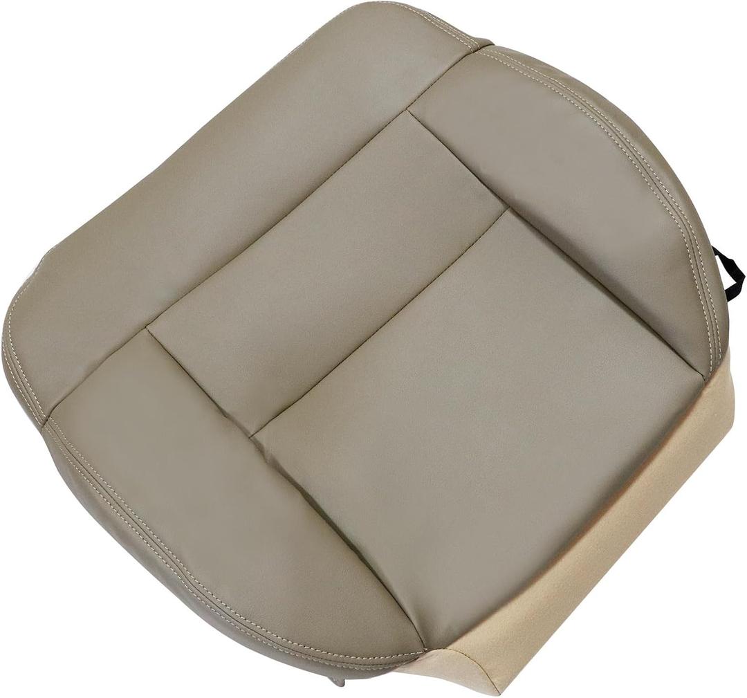 SecosAutoparts Driver Side Bottom Leather Seat Cover Beige Tan Compatible with Ford F-150 Lariat XL XLT STX 2005 2006 2007 2008