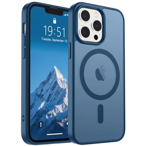 SUPFINE Magnetic for iPhone 12 Pro Max Case (Compatible with MagSafe) (Military Grade Drop Protection) Translucent Matte Shockproof Phone Cover,Deep Blue