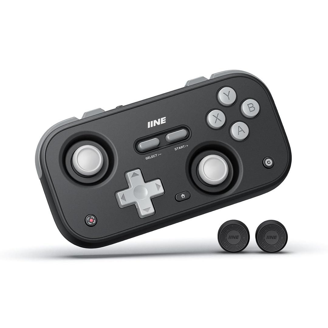 IINE Retro Pocket Wireless Game Controller  Compact Gamepad with Hall Effect Joysticks, Customizable Buttons, 1000Hz Polling Rate  Compatible with PC, Switch, Mobile, Steam Deck, Tablet (Black)