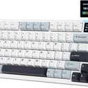 75% Wireless Mechanical Gaming Keyboard, Creamy Sound, Hot Swappable, Pre-lubed Linear Switches, Gasket Structure, Multimedia Display, RGB Backlit, 2.4GHz/USB/BT5.0, Custom Keyboard for Win/Mac