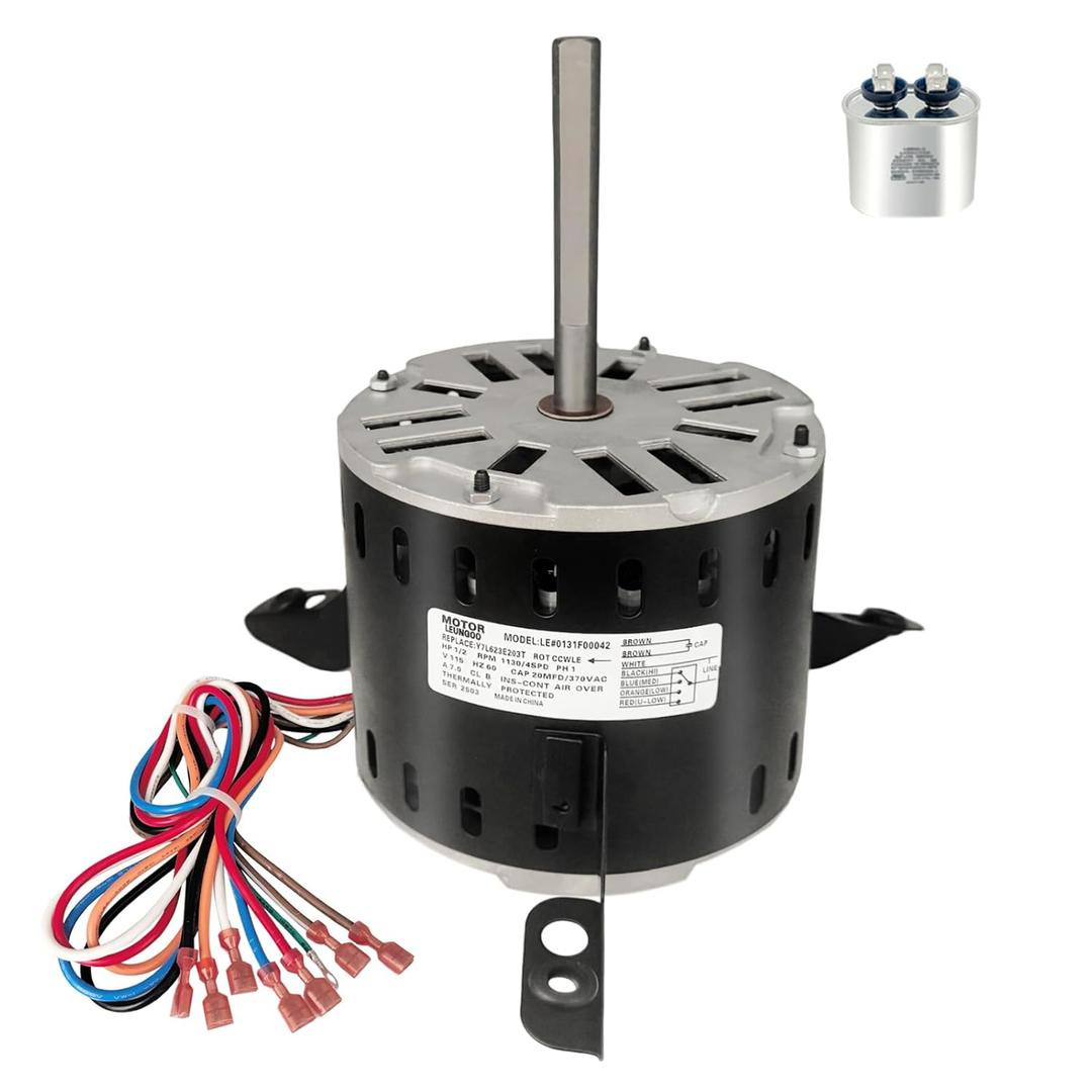 0131F00042SP Blower Fan Motor fit for Goodman Amana Janitrol Furnace, 1/2HP 115V 1130RPM/4Speeds 7.0A 375W Replaces B13400-24S 0131F00022SP Y7L623E203T LEUNGOO
