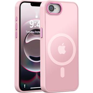 Newfuture Designed for iPhone 16e Case with Magnetic [13 FT Military Drop Protection] [Compatible with Magsafe] Slim Translucent Matte Shockproof with Anti-Fingerprint Phone Case, Tender Pink