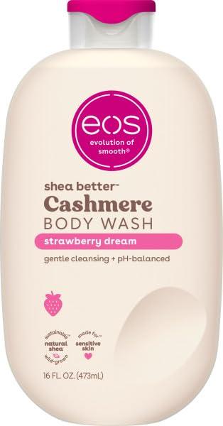 eos Cashmere Body Wash  Strawberry Dreams, Moisturizing Body Wash, Creamy Gel Formula, with Shea Butter, Glycerin, Vitamin E, pH Balanced, Sensitive Skin, Vegan, 16 fl oz